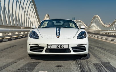 White Porsche Boxster 718 for rent in Dubai 0