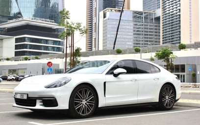 White Porsche Panamera for rent in Abu-Dhabi