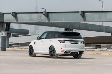 White Range Rover Sport SVR for rent in Dubai 1