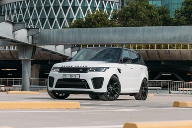 White Range Rover Sport SVR for rent in Abu-Dhabi 6