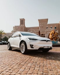 White Tesla Model X for rent in Dubai 0