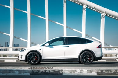 White Tesla Model X for rent in Dubai 0