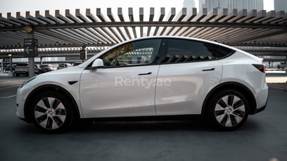 White Tesla Model Y Long Range for rent in Dubai 0