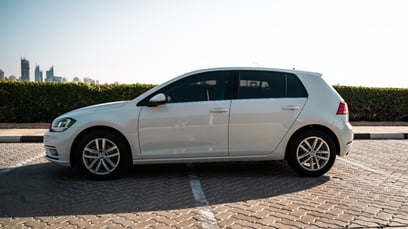 White Volkswagen Golf for rent in Dubai 1