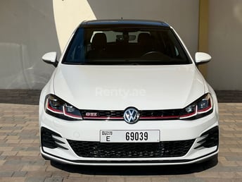 White Volkswagen Golf GTI for rent in Dubai 1