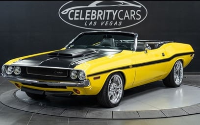 Yellow Dodge Challenger for rent in Dubai