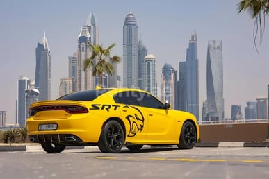 Yellow Dodge Charger R/T for rent in Sharjah 0