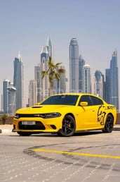 Yellow Dodge Charger R/T for rent in Abu-Dhabi 1