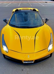 Yellow Ferrari 488 Spyder for rent in Dubai 0