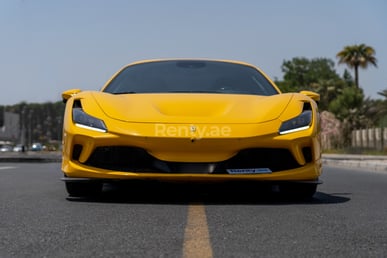 Yellow Ferrari F8 Tributo Spyder for rent in Abu-Dhabi 2