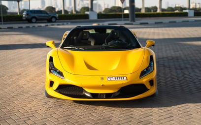 Yellow Ferrari F8 Tributo Spyder for rent in Dubai 0