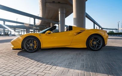 Yellow Ferrari F8 Tributo Spyder for rent in Dubai 1