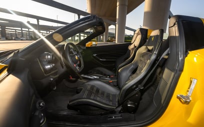 Yellow Ferrari F8 Tributo Spyder for rent in Dubai 5