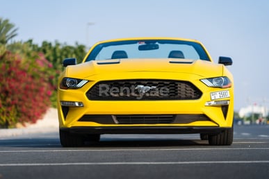 Yellow Ford Mustang cabrio for rent in Dubai 5
