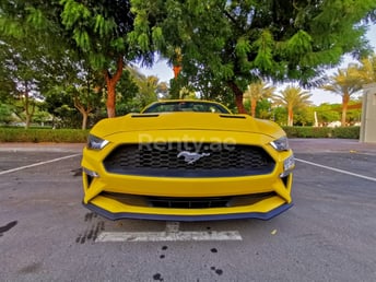 Yellow Ford Mustang cabrio for rent in Dubai 2