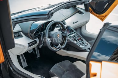 Yellow Lamborghini Aventador Roadster for rent in Dubai 5