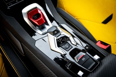 Yellow Lamborghini Evo Spyder for rent in Sharjah 6