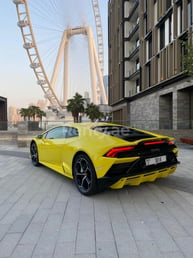 Yellow Lamborghini Evo for rent in Dubai 0