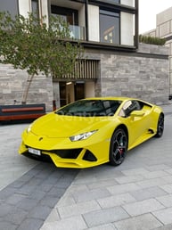 Yellow Lamborghini Evo for rent in Dubai 1