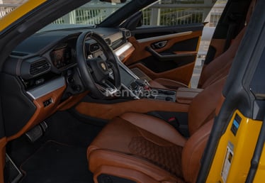 Yellow Lamborghini Urus for rent in Abu-Dhabi 3
