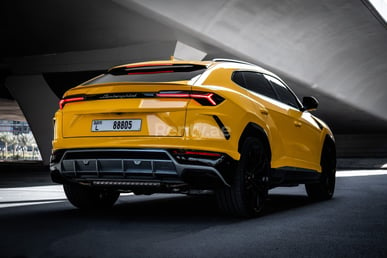 Yellow Lamborghini Urus for rent in Dubai 1