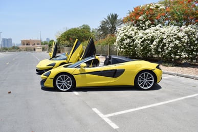 Yellow McLaren 570S Spider for rent in Dubai 1
