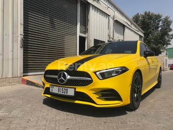 Yellow Mercedes A250 for rent in Dubai 0