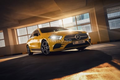 Yellow Mercedes A250 for rent in Dubai 2