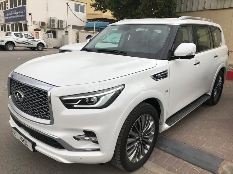 White Infiniti QX80 for rent in Abu-Dhabi