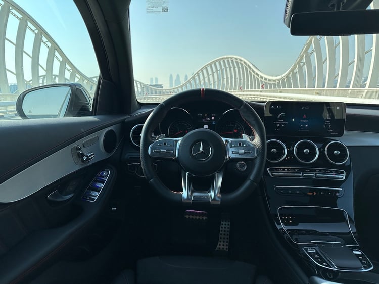 White Mercedes AMG GLC 43 for rent in Sharjah 3