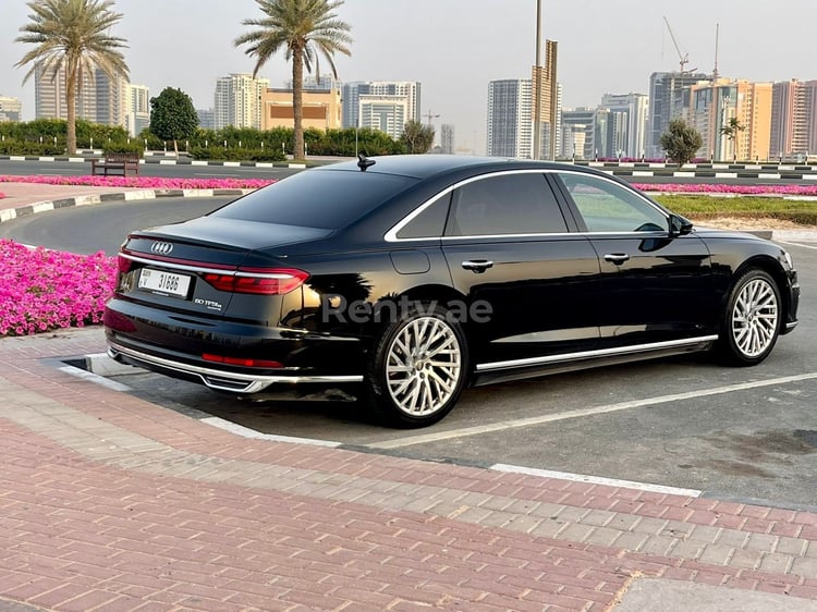 Black Audi A8 L60 TFSI for rent in Dubai 2