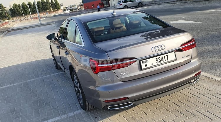 Dark Grey Audi A6 for rent in Abu-Dhabi 1