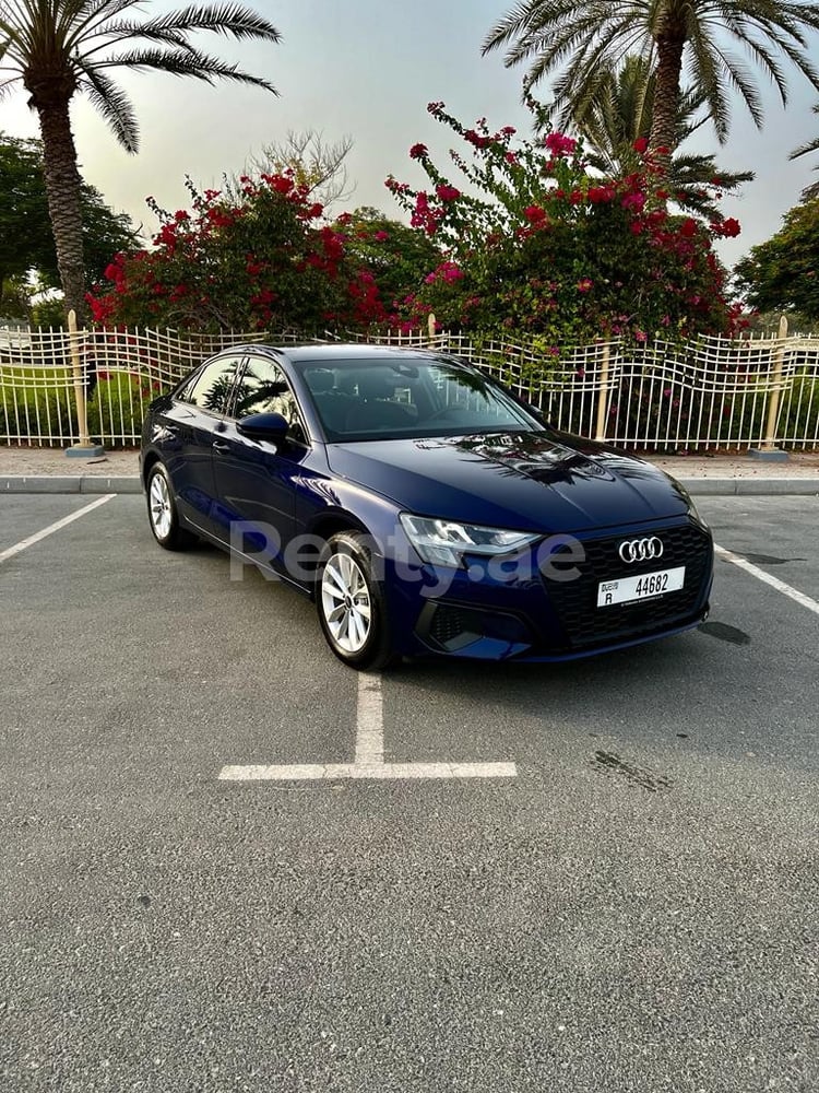 Blue Audi A3 for rent in Dubai 0