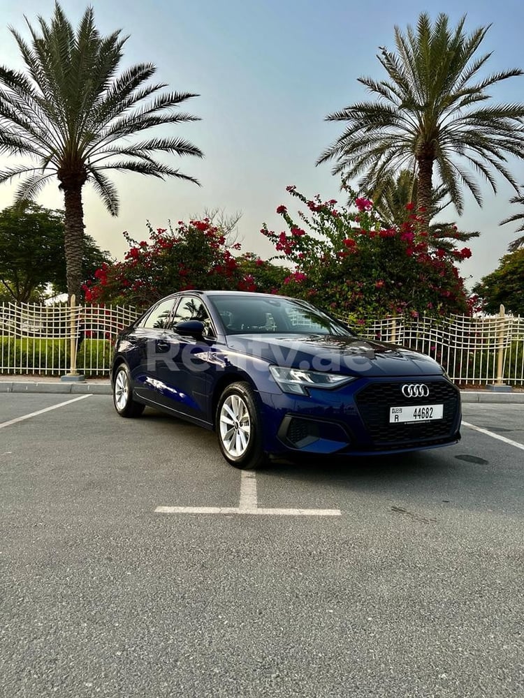 Blue Audi A3 for rent in Dubai 1