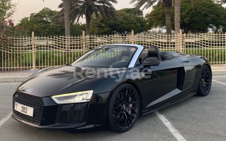 Black Audi R8 Convertible for rent in Dubai