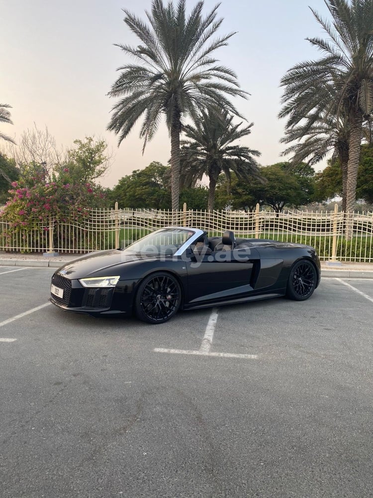 Black Audi R8 Convertible for rent in Dubai 3