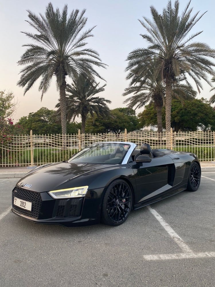 Black Audi R8 Convertible for rent in Dubai 4