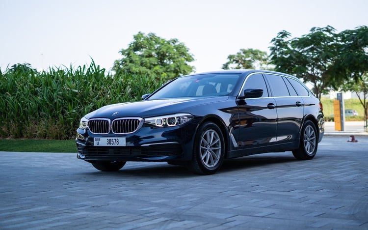 Black BMW 5 Series for rent in Sharjah