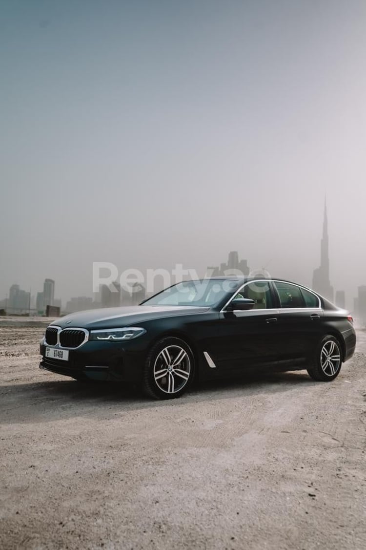 Black BMW 5 Series for rent in Dubai 0