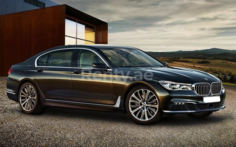 Black BMW 7 Series for rent in Abu-Dhabi