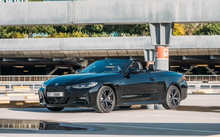 Black BMW 430i cabrio for rent in Abu-Dhabi