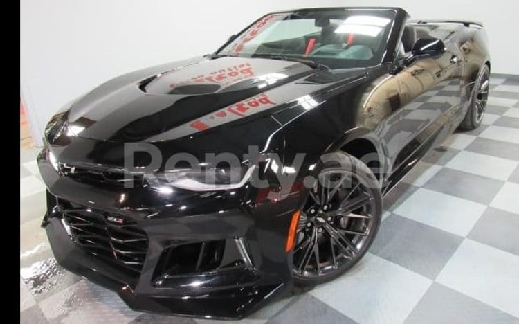 Black Chevrolet Camaro convertible for rent in Dubai