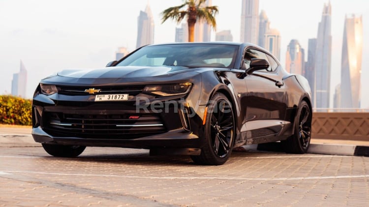 Black Chevrolet Camaro for rent in Abu-Dhabi 3