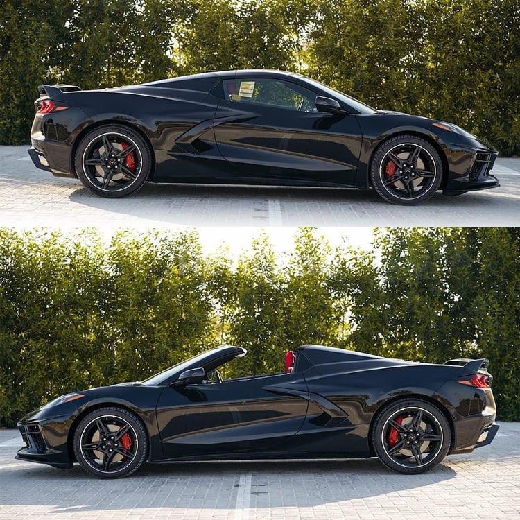 Schwarz Chevrolet Corvette Spyder zur Miete in Abu-Dhabi 5