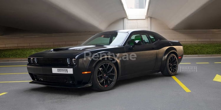 Black Dodge Challenger for rent in Abu-Dhabi 0