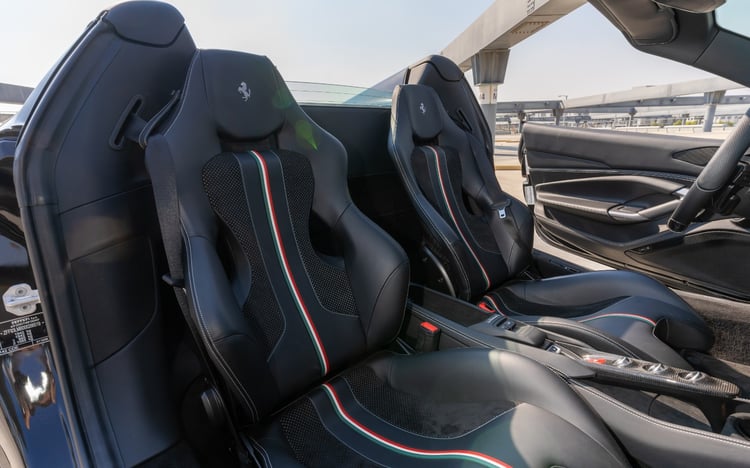 Black Ferrari F8 Tributo Spyder for rent in Dubai 6