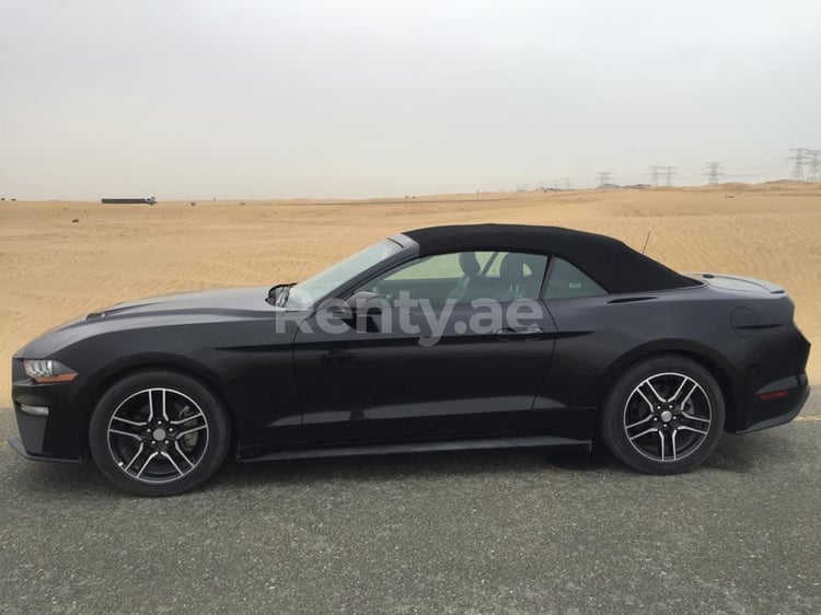 Black Ford Mustang Convertible for rent in Sharjah 3