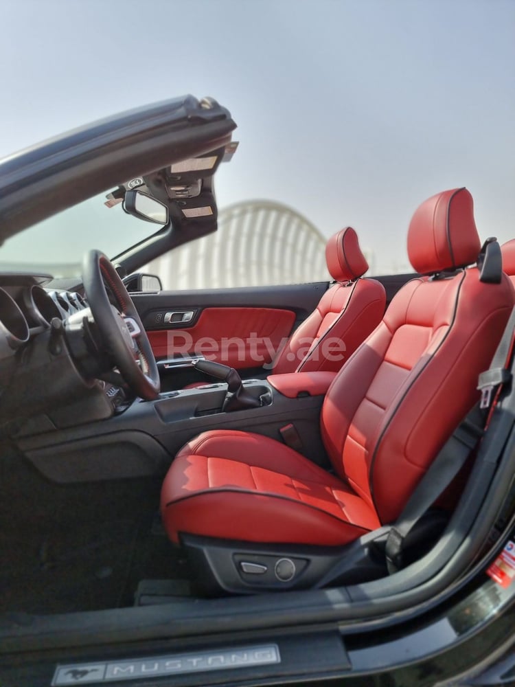 Black Ford Mustang Eco Boost V4 cabrio for rent in Dubai 2