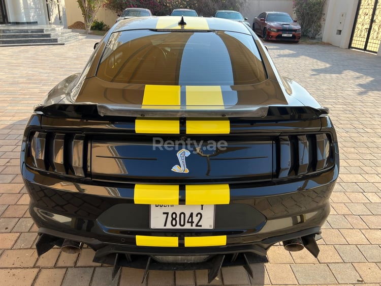 Schwarz Ford Mustang zur Miete in Abu-Dhabi 5