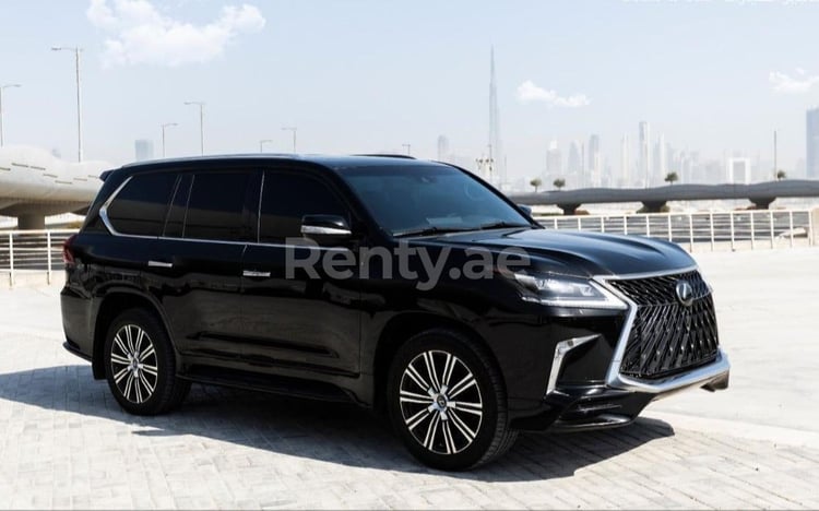 Black Lexus LX 570S for rent in Sharjah